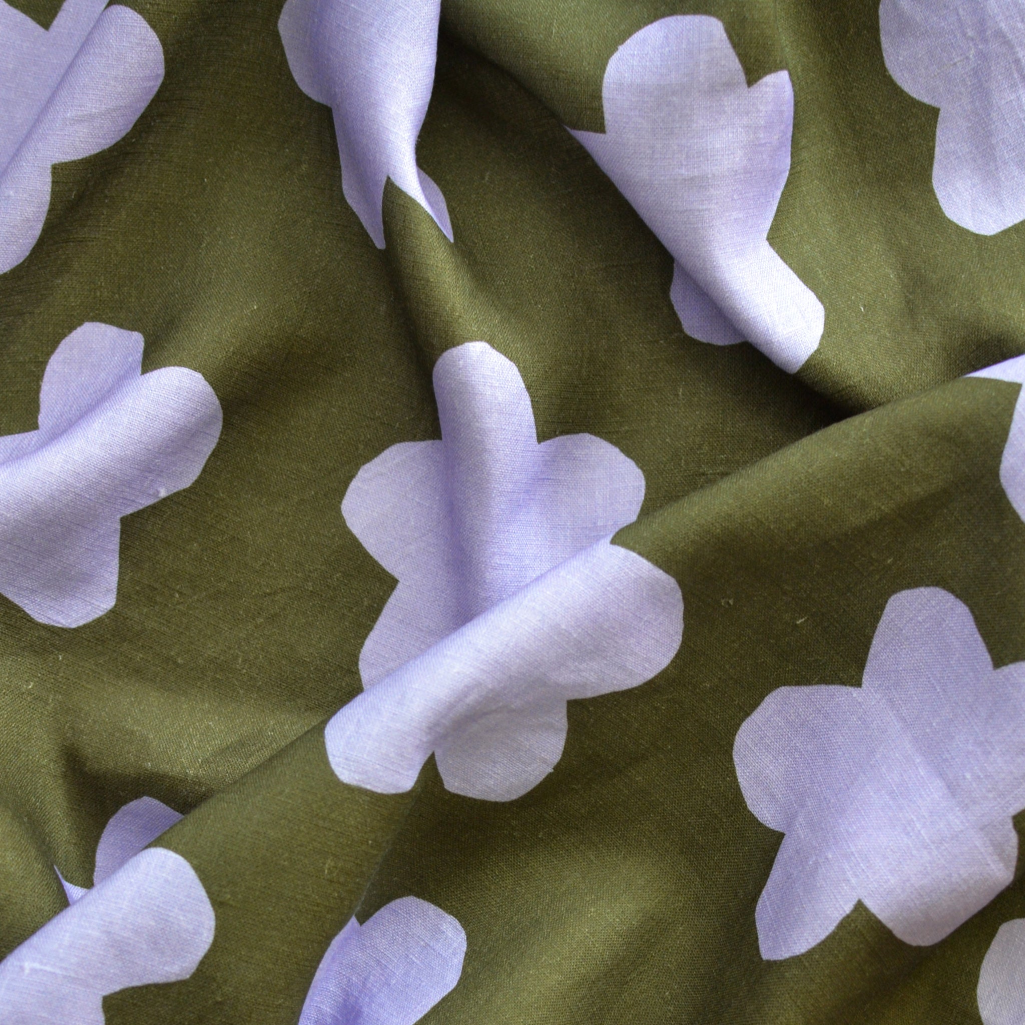 Bold Blooms Fabric - Olive & Lavender