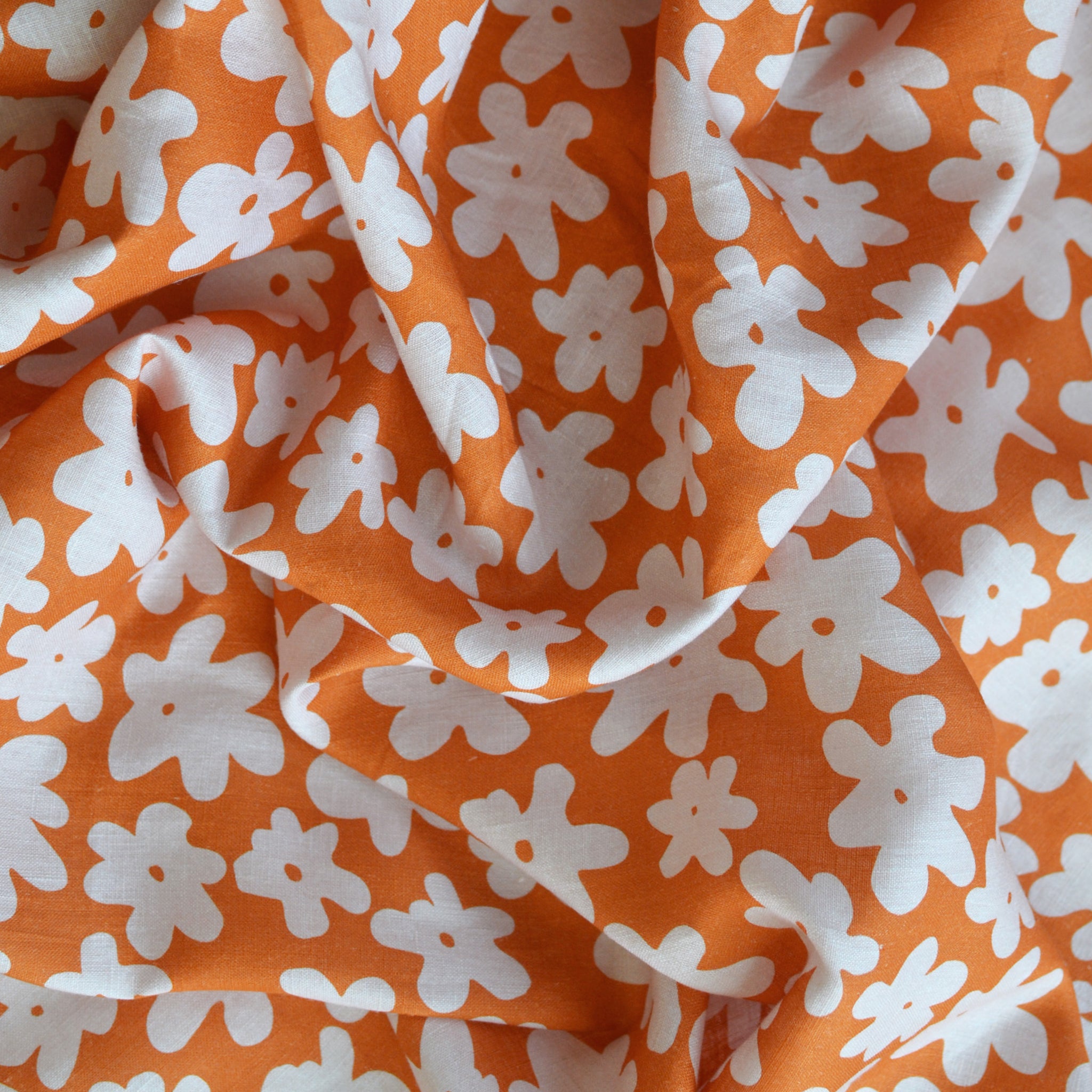 Flower Fields Fabric - Tangerine & Peach