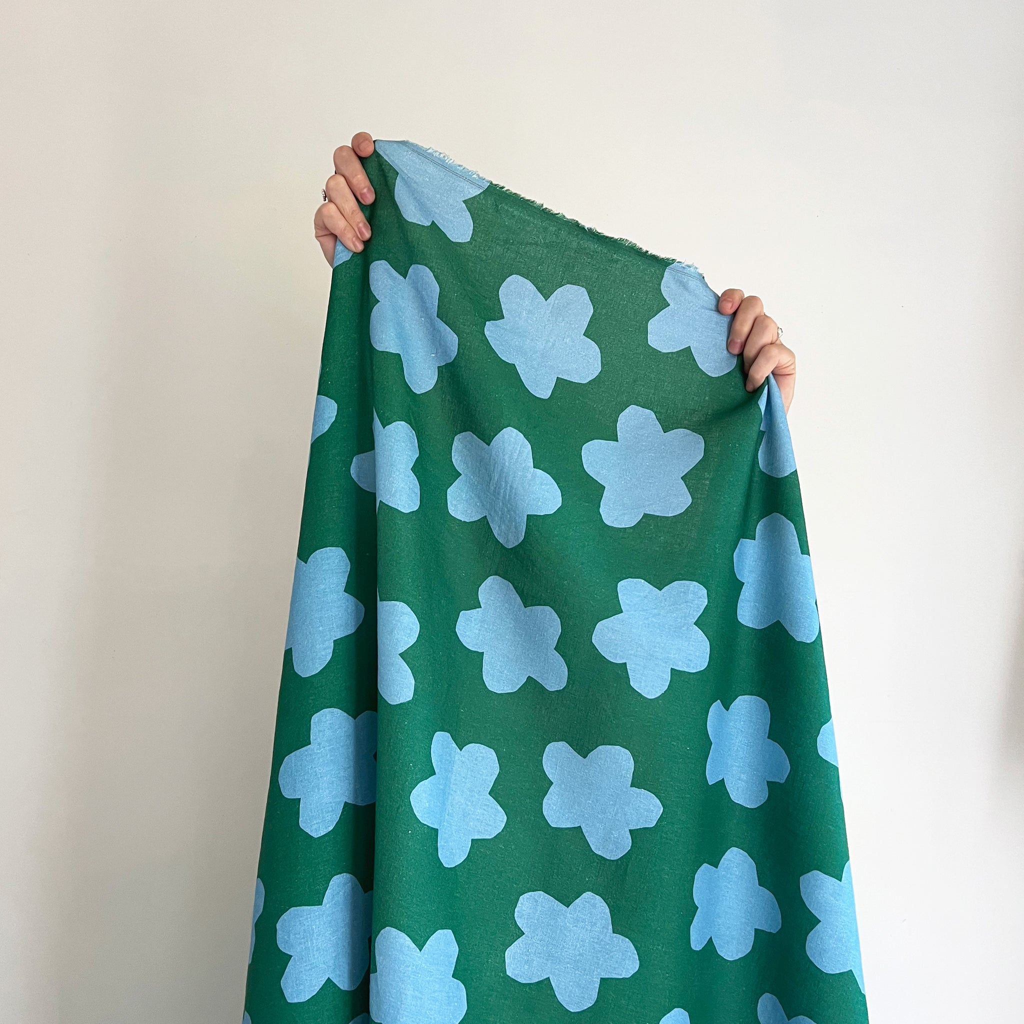 Bold Blooms Fabric - Emerald & Sky